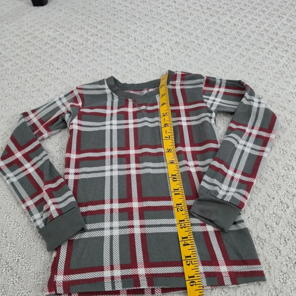 Kids Grey Red Plaid Holiday Christmas Pajama Set Size 6 2pc